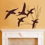 Ducks In Flight And Bare Tree Two Color Choice..