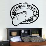 Beach Mail Stamp With Sea Shell Vinyl Wall Decal..
