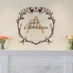 Monogram Woodland Branch Wreath With Squirrels And..