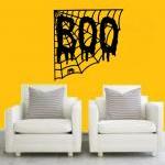Boo With Spider Web Removeable Vinyl Wall Decal..