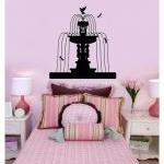 Wall Decal Fountain With Statues Dragonflies And..