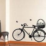 Wall Decal Bicycle With Flower Basket And..