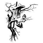 Wall Decal Winter Birds With Birdhouse And Tree..
