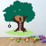 Tree House With Tire Swing Large Nursery Playroom..