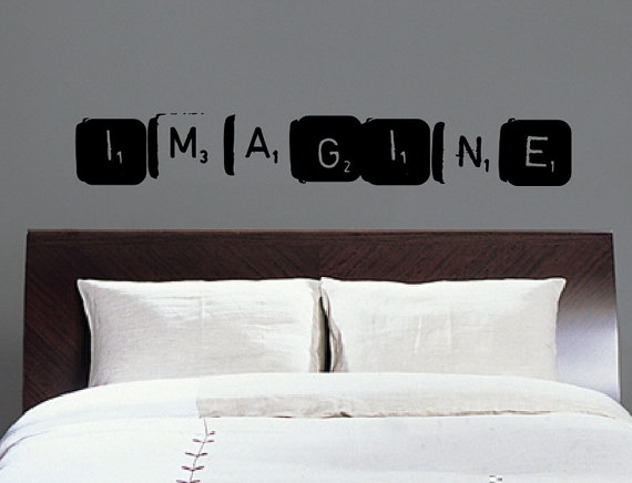 Imagine Scrabble Tile Grunge Style Vinyl Wall Decal 22144