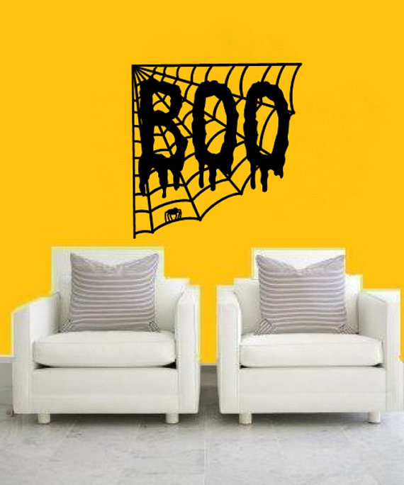 Boo With Spider Web Removeable Vinyl Wall Decal 22208