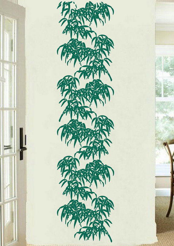 Tall Bamboo Leaves Vinyl Wall Decal 22090