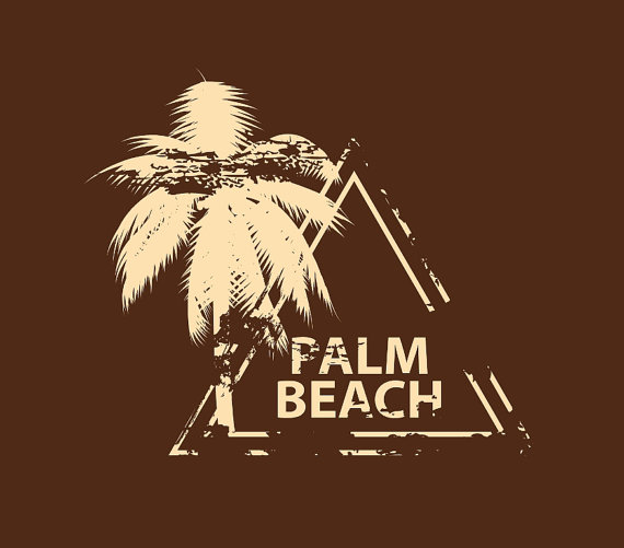 Wall Decal Palm Tree With Palm Beach Grunge Style Stamp Vinyl Wall Decal 22066