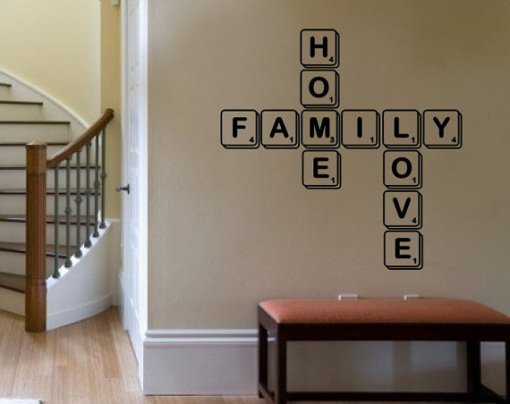 Wall Decal Family Home Love Scrabble Tiles Vinyl Graphic 22109