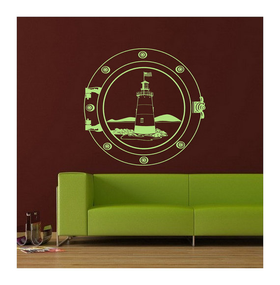 Nautical Wall Decal Lighthouse In A Porthole 22095