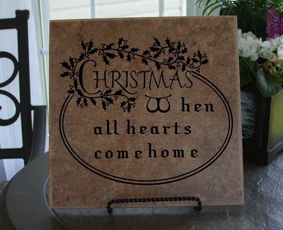Vinyl Decal Christmas When All Hearts Come Home Vinyl Tile Or Wall Decal 22007