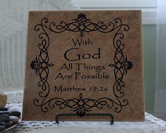 Vinyl Decal Bible Scripture With God All Things Are Possible Matthew 19 26 Vinyl Tile Decal 22051