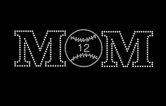 Rhinestone Transfer Mom Baseball With Personalized Jersey Number 34039