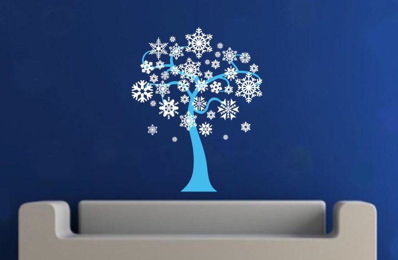 Winter Snowflakes Tree Removeable Vinyl Wall Decal 22243